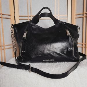 MICHAEL Michael Kors Y2K Crinkled Leather Satchel with Shiny Chrome Hardware